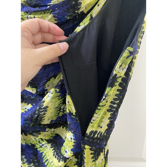 Etcetera Women’s 12 Yellow And Blue Floral Sleeveless Blouse Ruffle - Picture 4 of 12